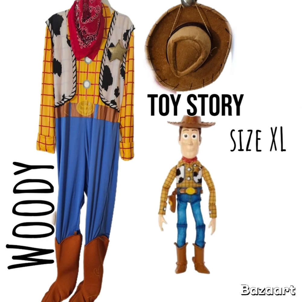 Disney Woody Costume Jumpsuit with Cowboy Boot Feet and Red Bandana